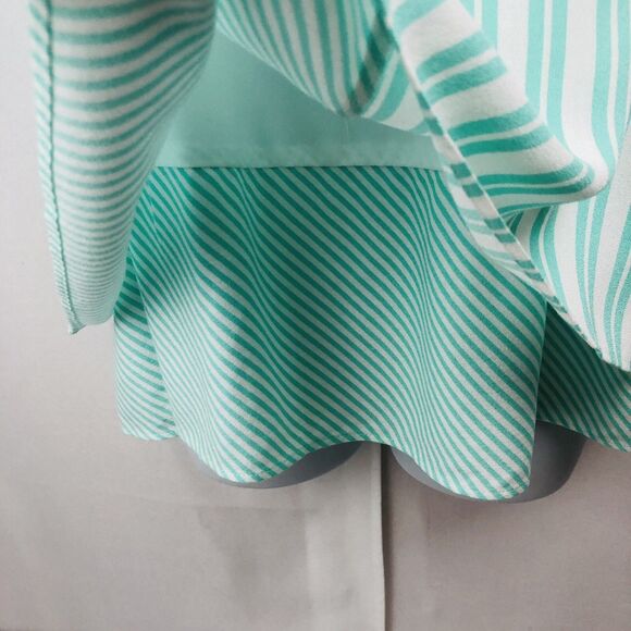 Crown & Ivy Womens Medium Split Back Layered Tank Green White Striped M Top - Picture 8 of 11